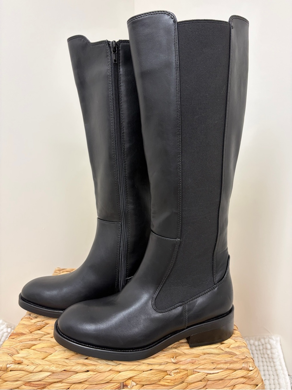 Steve Madden Black Over-The-Knee Stretch Panel Boots